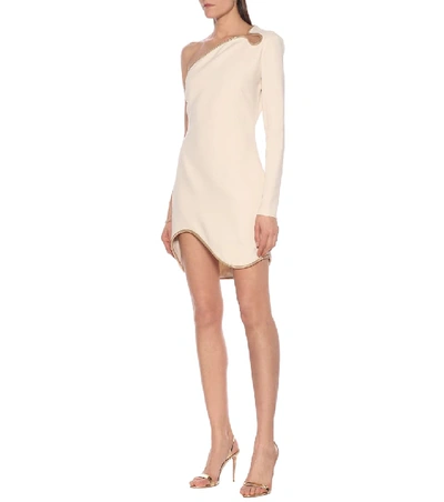 Shop Stella Mccartney Dianna One-shoulder Minidress In Beige