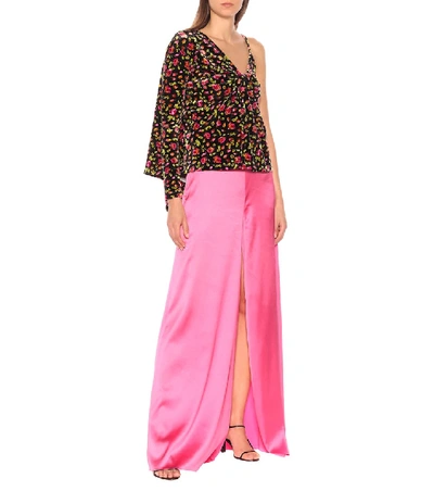 Shop Balenciaga Floral Velvet Top In Multicoloured