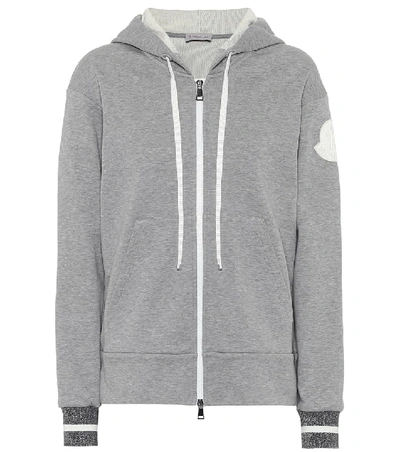 Shop Moncler Cotton-blend Hoodie In Grey