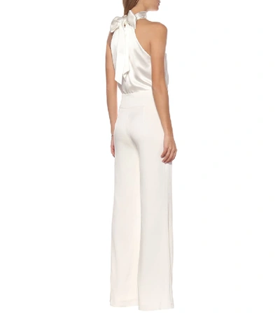 Shop Galvan High-rise Flared Crêpe Bridal Pants In White