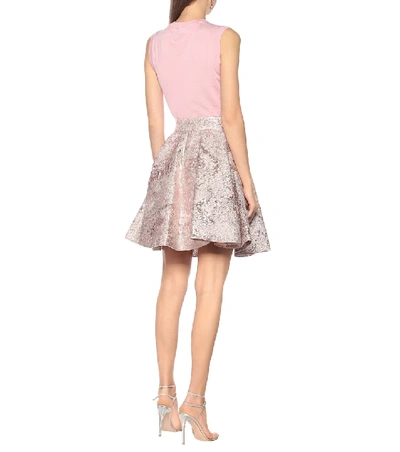 Shop Dolce & Gabbana High-rise Jacquard Miniskirt In Pink
