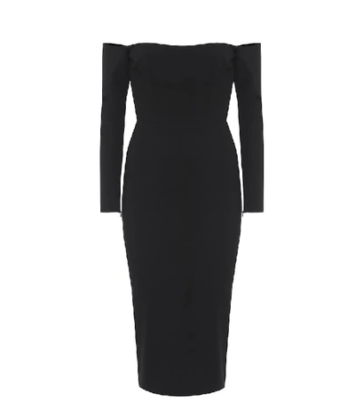 Shop Alex Perry Chase Over-the-shoulder Midi Dress In Black