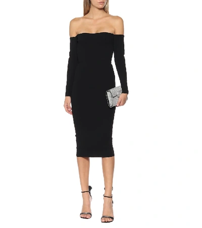 Shop Alex Perry Chase Over-the-shoulder Midi Dress In Black