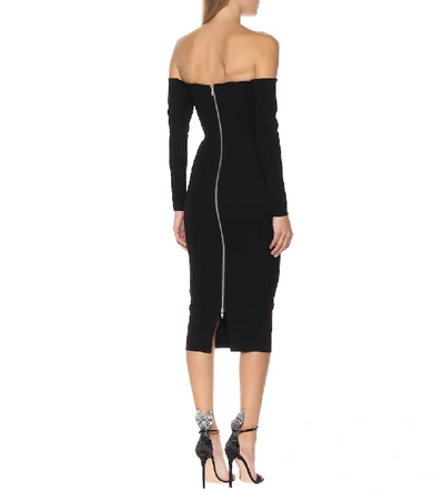 Shop Alex Perry Chase Over-the-shoulder Midi Dress In Black