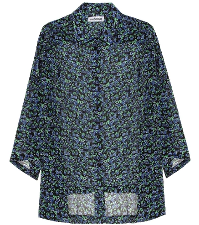 Shop Balenciaga Printed Silk Shirt In Blue