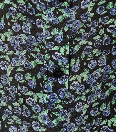 Shop Balenciaga Printed Silk Shirt In Blue
