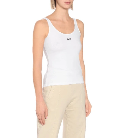 Shop Off-white Logo Stretch-cotton Tank Top In White