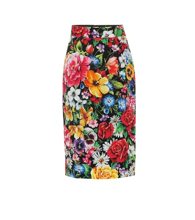 Shop Dolce & Gabbana Floral-printed Pencil Skirt In Multicoloured