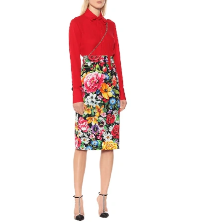 Shop Dolce & Gabbana Floral-printed Pencil Skirt In Multicoloured