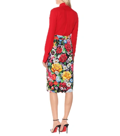 Shop Dolce & Gabbana Floral-printed Pencil Skirt In Multicoloured