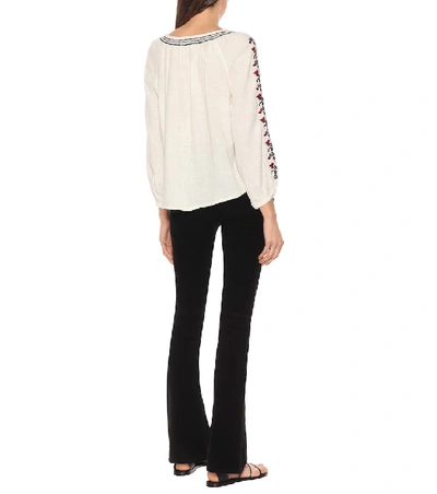 Shop Velvet Hunter Embroidered Blouse In White