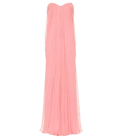 Shop Alexander Mcqueen Strapless Silk Organza Gown In Pink