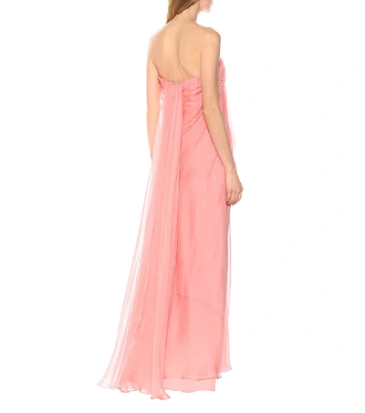 Shop Alexander Mcqueen Strapless Silk Organza Gown In Pink