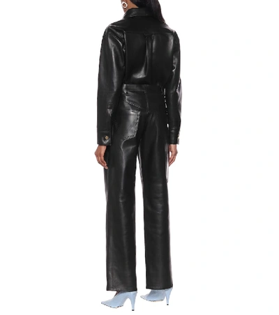 Shop Bottega Veneta High-rise Leather Pants In Black