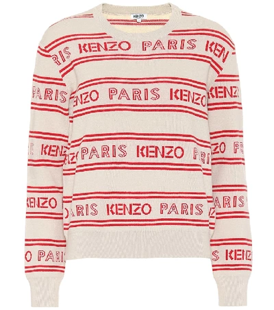 Shop Kenzo Logo Jacquard Cotton-blend Sweater In Red