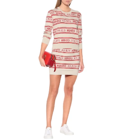 Shop Kenzo Logo Jacquard Cotton-blend Sweater In Red