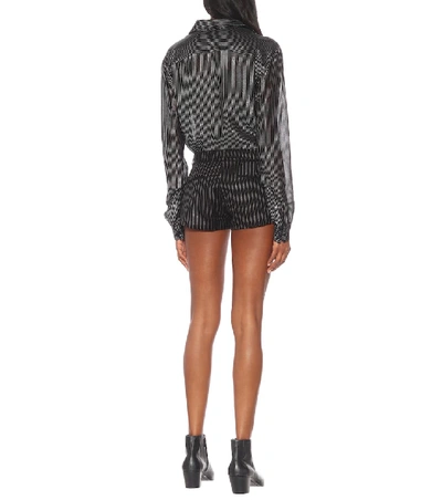 Shop Saint Laurent Striped Wool-blend Shorts In Black