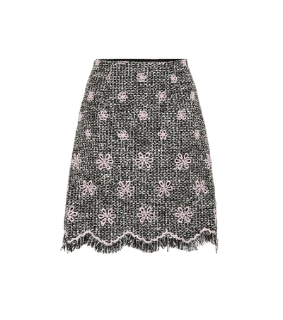 Shop Giambattista Valli Floral Tweed Miniskirt In Black