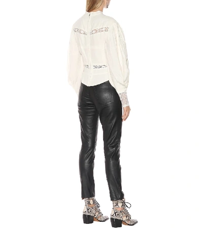 Shop Isabel Marant Lyneth Lace-trimmed Cotton Blouse In White