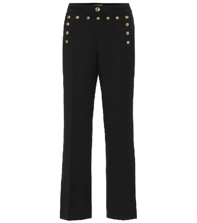 Shop Givenchy Mid-rise Flared Wool Pants In Black