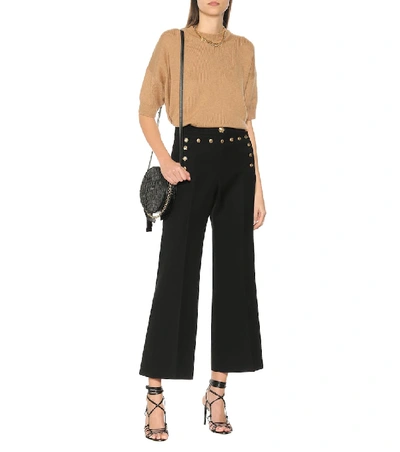 Shop Givenchy Mid-rise Flared Wool Pants In Black