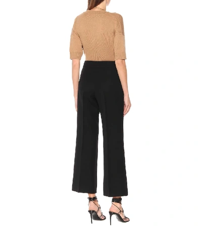 Shop Givenchy Mid-rise Flared Wool Pants In Black