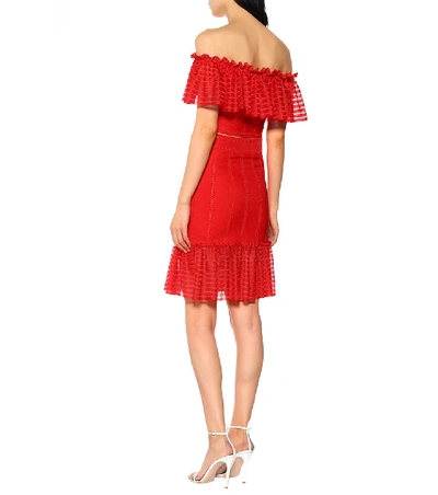 Shop Alexander Mcqueen Off-the-shoulder Crop Top In Red