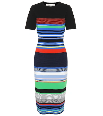 Shop Diane Von Furstenberg Striped Knit Dress In Multicoloured
