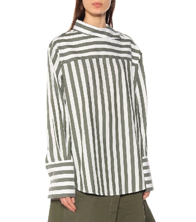 Shop Monse Striped Cotton Top In Multicoloured