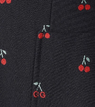Shop Gucci Embroidered Cotton And Wool Blazer In Blue