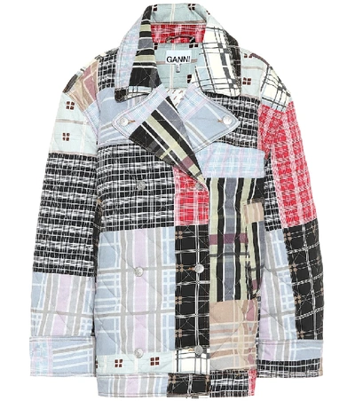 Shop Ganni Quilted Denim Jacket In Multicoloured