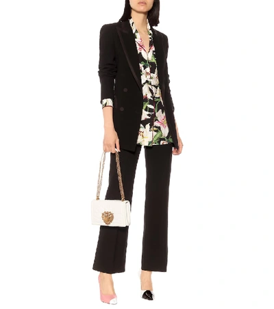 Shop Dolce & Gabbana Floral Cotton And Silk Pajama Shirt In Black