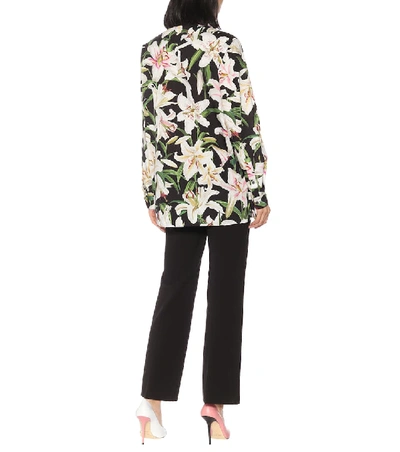 Shop Dolce & Gabbana Floral Cotton And Silk Pajama Shirt In Black