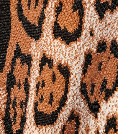 Shop Msgm Leopard-print Wool-blend Sweater In Beige