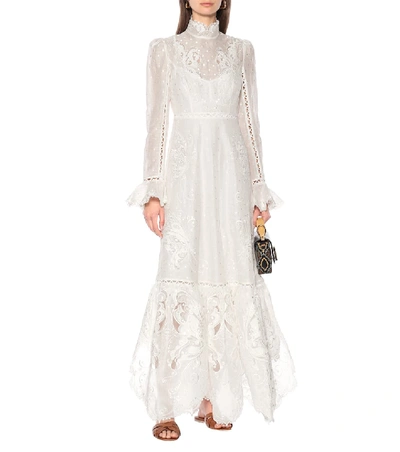 Shop Zimmermann Super Eight Linen And Silk Maxi Dress In White