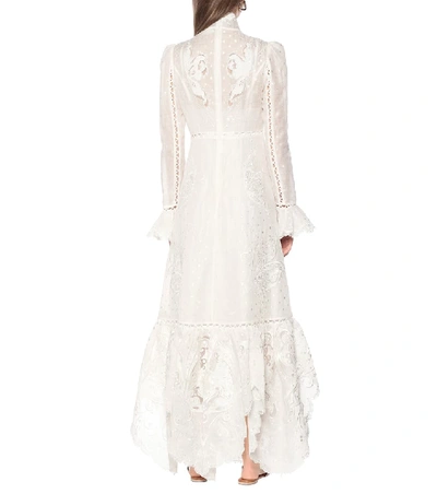 Shop Zimmermann Super Eight Linen And Silk Maxi Dress In White