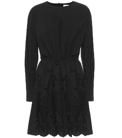 Shop See By Chloé Cotton Broderie Anglaise Minidress In Black