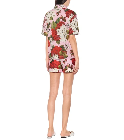 Shop Dolce & Gabbana Floral Cotton And Silk Blouse In Pink