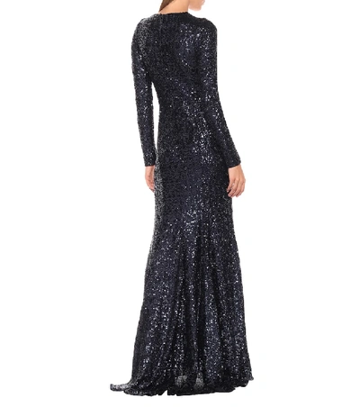 Shop Dolce & Gabbana Sequined Gown In Blue