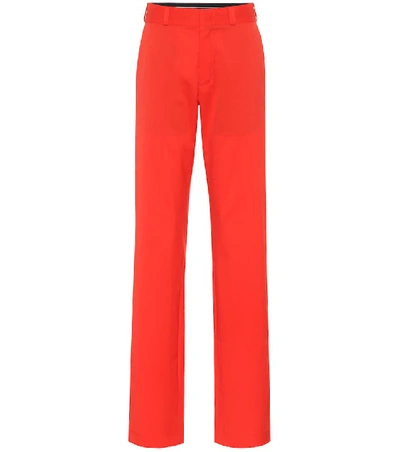 Shop Vetements High-rise Straight Wool Pants In Red