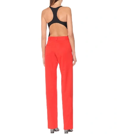Shop Vetements High-rise Straight Wool Pants In Red