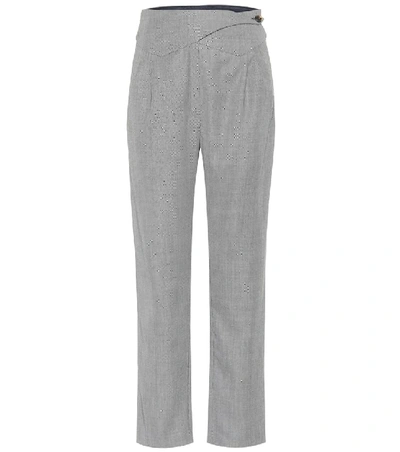 Shop Blazé Milano Basque Straight Wool Pants In Grey