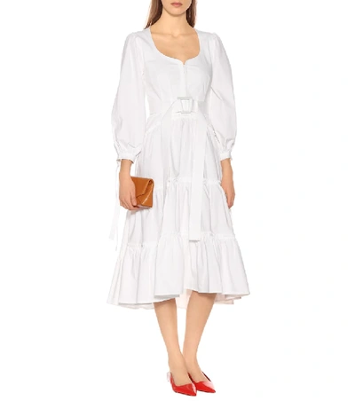 Shop Proenza Schouler Stretch Cotton Midi Dress In White