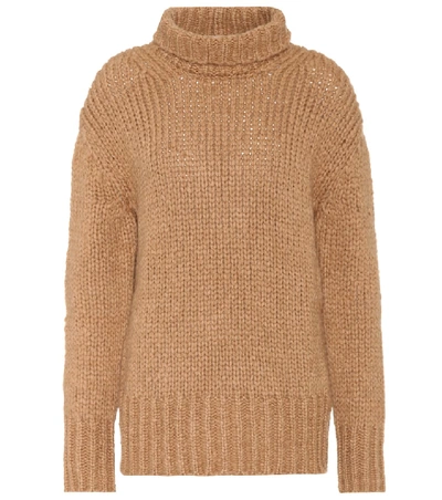 Shop Valentino Knitted Turtleneck Sweater In Brown