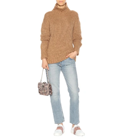 Shop Valentino Knitted Turtleneck Sweater In Brown