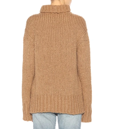 Shop Valentino Knitted Turtleneck Sweater In Brown