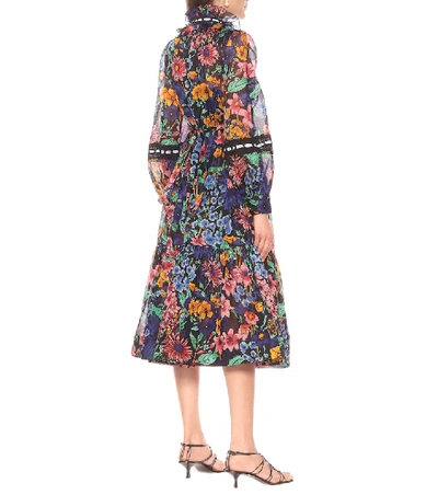 Shop Marc Jacobs Cotton-voile Floral Midi Dress In Multicoloured