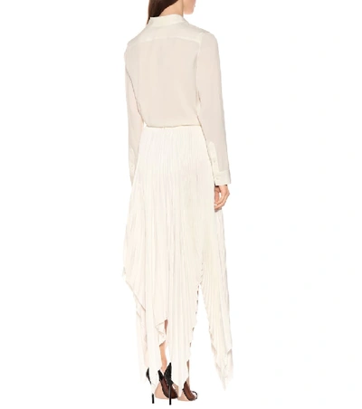 Shop Khaite Charlotte Pleated Satin Midi Skirt In White