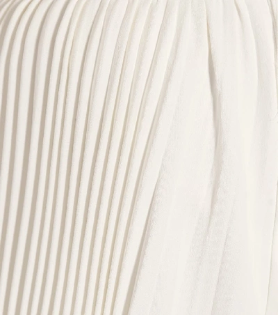 Shop Khaite Charlotte Pleated Satin Midi Skirt In White