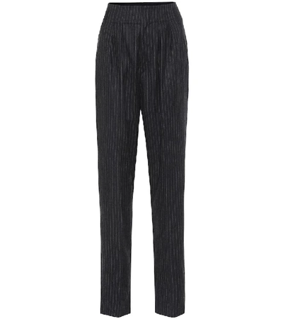 Shop Isabel Marant Magali Striped Wool High-rise Pants In Grey